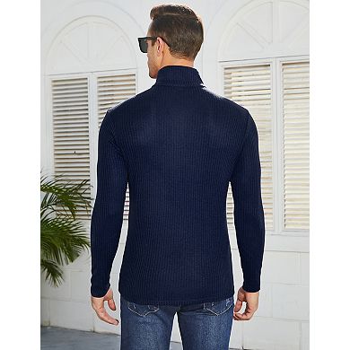 Men's Quarter Zip Pullover Sweaters Casual Slim Fit Knit Texture Sweater