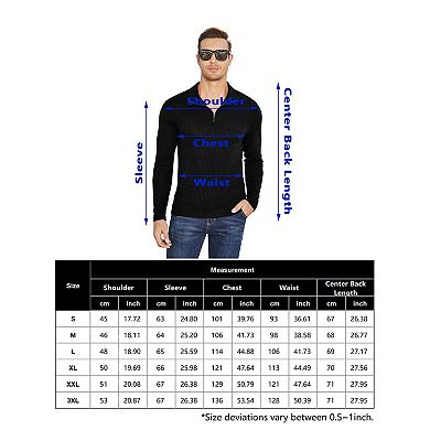 Men's Quarter Zip Pullover Sweaters Casual Slim Fit Knit Texture Sweater