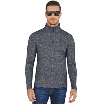 Men's Quarter Zip Pullover Sweaters Casual Slim Fit Knit Texture Sweater