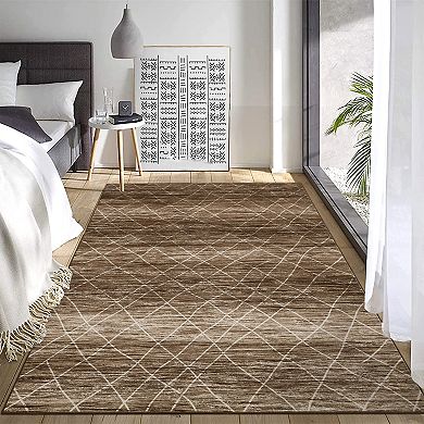 Boho Area Rug Non Slip Foldable Vacuum Clean Ultra Thin Stain Resistant Carpet for Dining Room