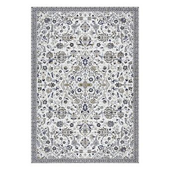 Retro Floral Area Rug Machine Washable Vacuum Clean Ultra Thin Floor Cover for Kid's Room Playroom