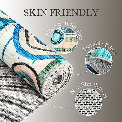 Modern Abstract Area Rug Non Slip Stain Resistant Foldable Vacuum Clean Carpet for Bathroom Hallway