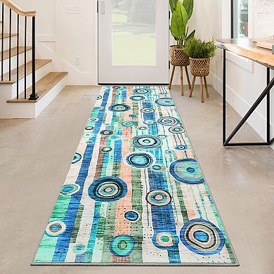 Modern Abstract Area Rug Non Slip Stain Resistant Foldable Vacuum Clean Carpet for Bathroom Hallway