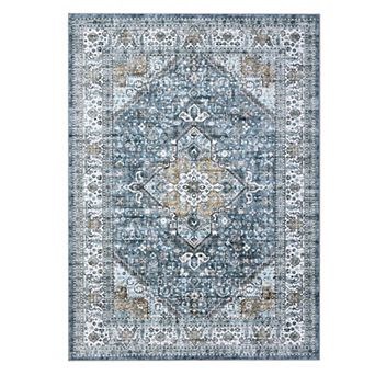 Boho Area Rug Machine Washable Non Slip Non Shedding Stain Resistant Carpet for Dining Room Bedroom