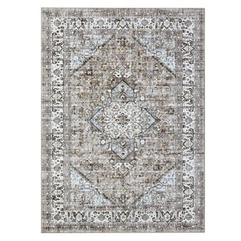Boho Area Rug Machine Washable Non Slip Non Shedding Stain Resistant Carpet for Dining Room Bedroom