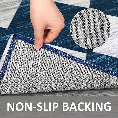 Modern Geometric Area Rug Non Slip Foldable Low Pile Vacuum Clean Carpet for Living Room Kitchen