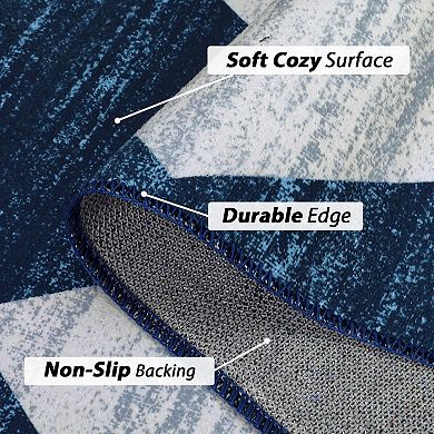 Modern Geometric Area Rug Non Slip Foldable Low Pile Vacuum Clean Carpet for Living Room Kitchen