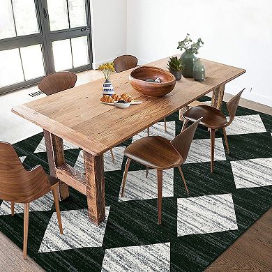 Modern Geometric Area Rug Non Slip Foldable Low Pile Vacuum Clean Carpet for Living Room Kitchen