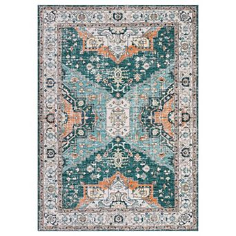 Vintage Floral Area Rug Machine Washable Ultra Thin Stain Resistant Carpet for Dining Room Bedroom