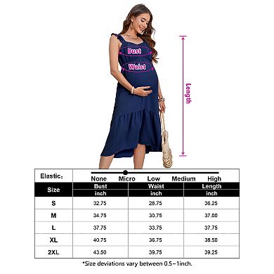 Women's Square Neck Boho Maternity Dress for Summer