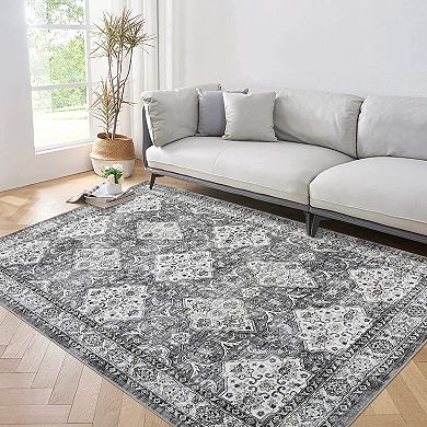 Medallion Area Rug Machine Washable Vacuum Clean Ultra Thin Stain Resistant Carpet for Kid's Room