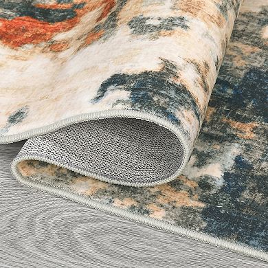 Abstract Area Rug Machine Washable Vacuum Clean Ultra Thin Stain Resistant Carpet for Dining Room