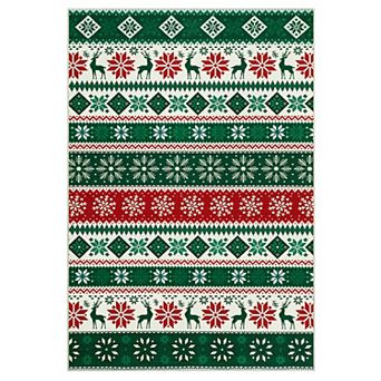 Boho Christmas Area Rug Non Slip Stain Resistant Vacuum Clean Carpet for Bathroom Hallway Entrance