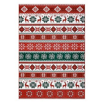 Boho Christmas Area Rug Non Slip Stain Resistant Vacuum Clean Carpet for Bathroom Hallway Entrance
