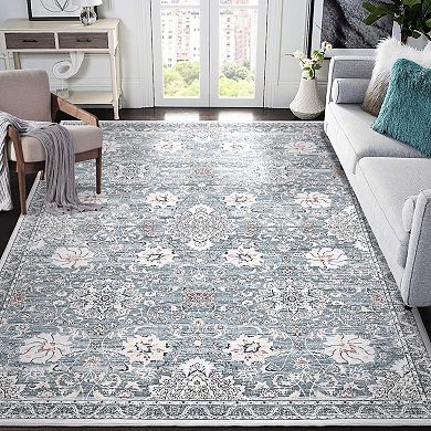 Distressed Area Rug Machine Washable Low Pile Pet Friendly Foldable Floor Cover for Living Room