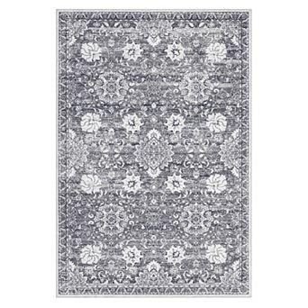 Distressed Area Rug Machine Washable Low Pile Pet Friendly Foldable Floor Cover for Living Room