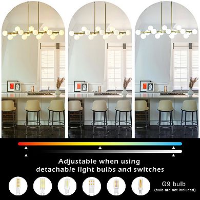 55" Modern Linear Chandelier, 16-Light Large Dining Room Light Fixture with Smoke Glass Globes