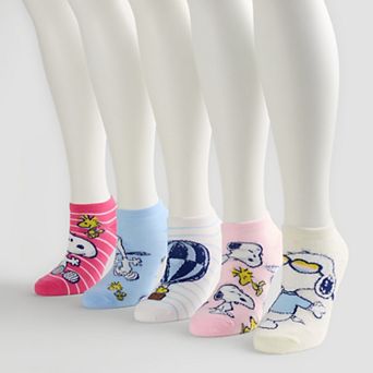 Women's Peanuts Snoopy 5-Pack Character Graphic No-Show Socks