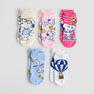 Women's Peanuts Snoopy 5-Pack Character Graphic No-Show Socks