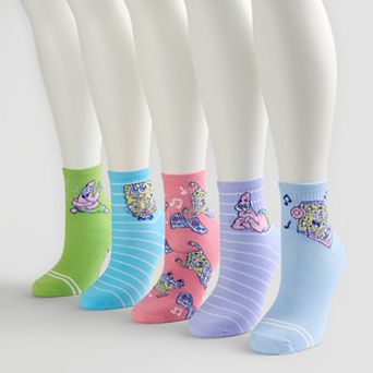 Women's SpongeBob SquarePants 5-Pack Character Graphic Crew Socks
