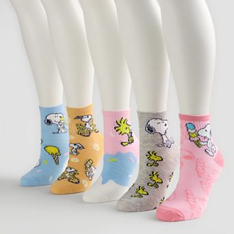 Women's Peanuts Snoopy & Woodstock 5-Pack Character Graphic Crew Socks