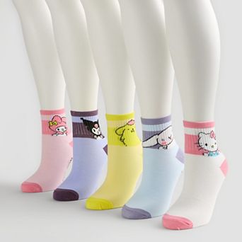 Women's Hello Kitty 5-Pack Character Graphic Crew Socks