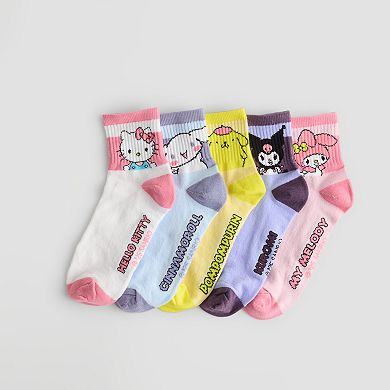 Women's Hello Kitty 5-Pack Character Graphic Crew Socks