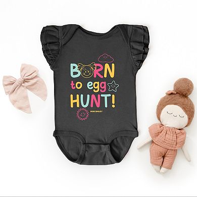 Mini Smiley Aria Born To Egg Hunt - Baby Flutter Sleeve Bodysuit