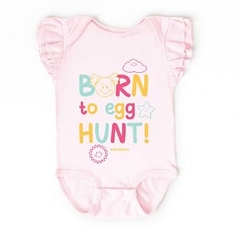 Mini Smiley Aria Born To Egg Hunt - Baby Flutter Sleeve Bodysuit