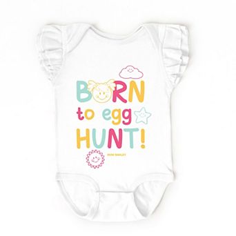 Mini Smiley Aria Born To Egg Hunt - Baby Flutter Sleeve Bodysuit