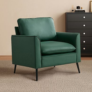 Merax Upholstered Accent Lounge Chair Breathable Faux Leather Single Sofa (set of 2)