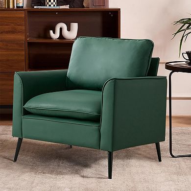 Merax Upholstered Accent Lounge Chair Breathable Faux Leather Single Sofa (set of 2)