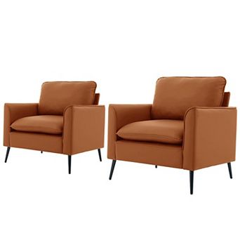 Merax Upholstered Accent Lounge Chair Breathable Faux Leather Single Sofa (set of 2)