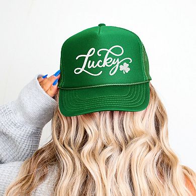 Cursive Lucky Clover - Women's Graphic Foam Trucker Hat