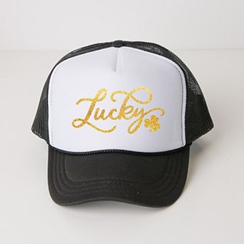 Cursive Lucky Clover - Women's Graphic Foam Trucker Hat