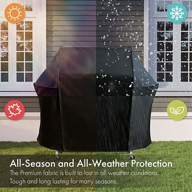 G128 60 Inch Black BBQ Grill Cover Waterproof and UV Resistant