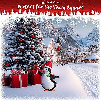G128 4 ft H Penguins with Candy Canes Christmas Inflatable Decor with LED Lights