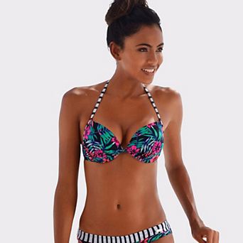 Lascana Women's Mix Print Push Up Bikini Top