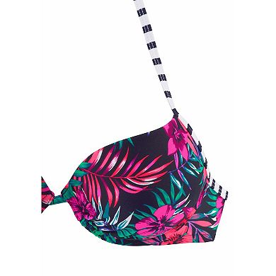 Lascana Women's Mix Print Push Up Bikini Top