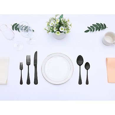 30 Piece Silverware Set, Stainless Steel with Texture Flatware Set for 6, Includes Knife,Fork, Spoon