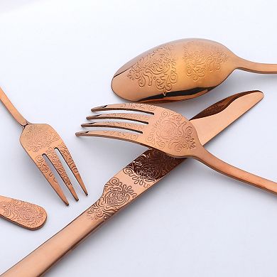 30 Piece Silverware Set, Stainless Steel with Texture Flatware Set for 6, Includes Knife,Fork, Spoon