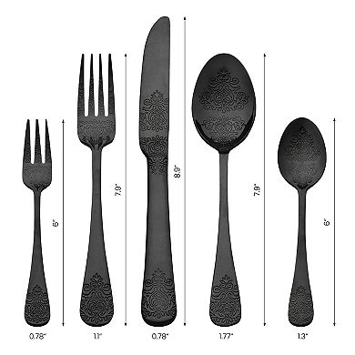 30 Piece Silverware Set, Stainless Steel with Texture Flatware Set for 6, Includes Knife,Fork, Spoon