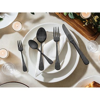 30 Piece Silverware Set, Stainless Steel with Texture Flatware Set for 6, Includes Knife,Fork, Spoon