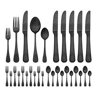 30 pc Silverware Set, Stainless Steel with Texture Flatware Set for 6, Includes Knife,Fork, Spoon