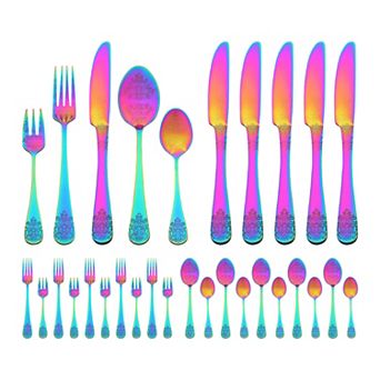 30 pc Silverware Set, Stainless Steel with Texture Flatware Set for 6, Includes Knife,Fork, Spoon