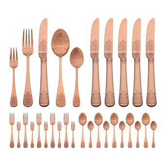 30 pc Silverware Set, Stainless Steel with Texture Flatware Set for 6, Includes Knife,Fork, Spoon