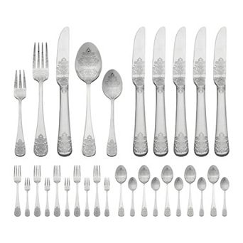 30 pc Silverware Set, Stainless Steel with Texture Flatware Set for 6, Includes Knife,Fork, Spoon