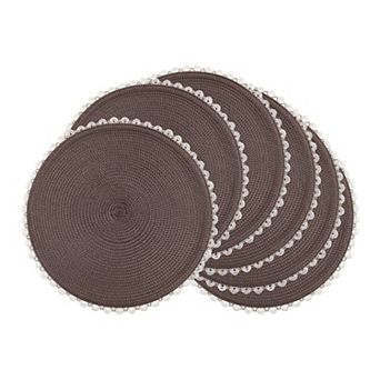 Farmhouse Round Placemats Set of 6 Woven Placemats for Dining Table Decor Washable Wipe Clean 15inch