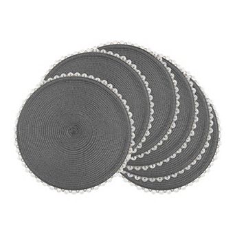 Farmhouse Round Placemats Set of 6 Woven Placemats for Dining Table Decor Washable Wipe Clean 15inch