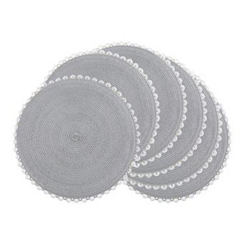Farmhouse Round Placemats Set of 6 Woven Placemats for Dining Table Decor Washable Wipe Clean 15inch